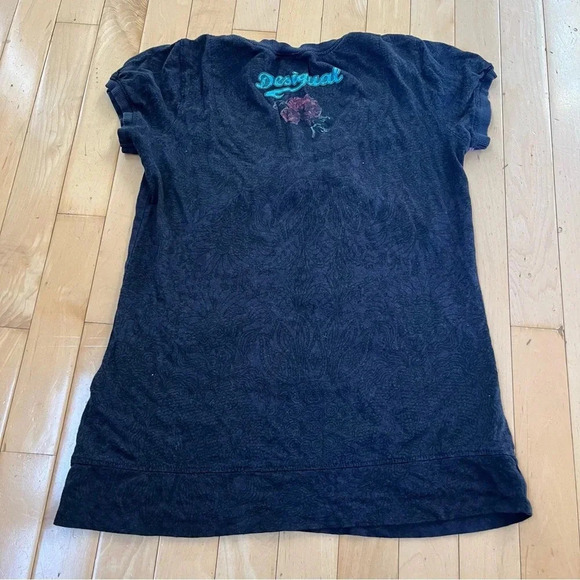 Desigual Womens Beaded Short Sleeve Top Size S Multicolored Boho Indie Y2K - Picture 9 of 10